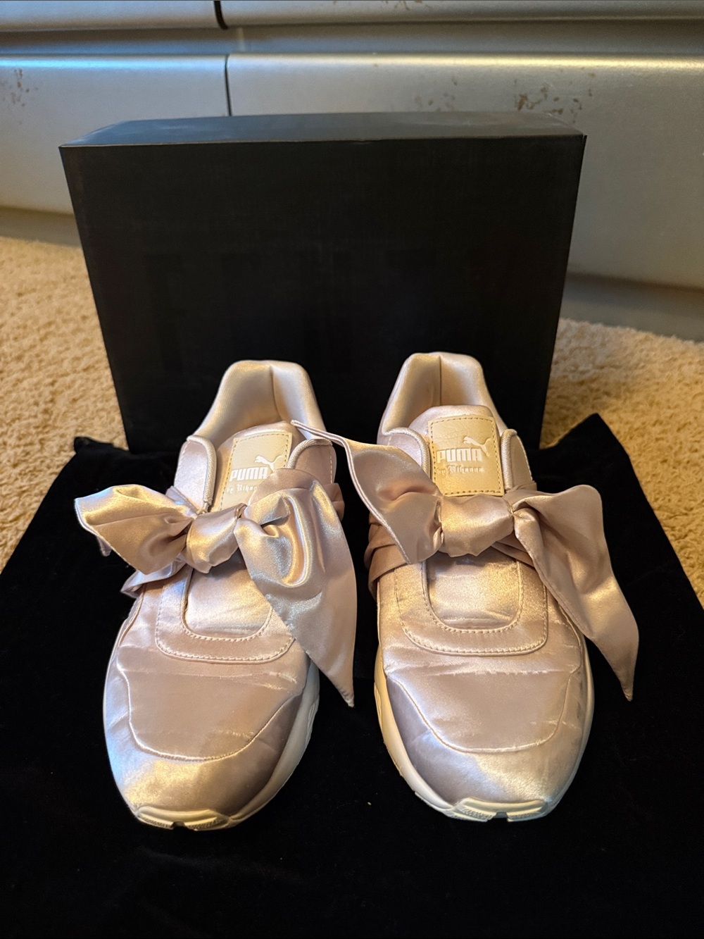 PUMA Women’s Satin Bow Sneakers in Light Pink